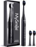 MySmile DY156 Electric Toothbrush for Adults Rechargeable Sonic Battery Toothbrush Portable with 3 Brush Heads 2 Mins 5 Modes Smart Timer 45000VPM One Charge for 60 Days ? Black