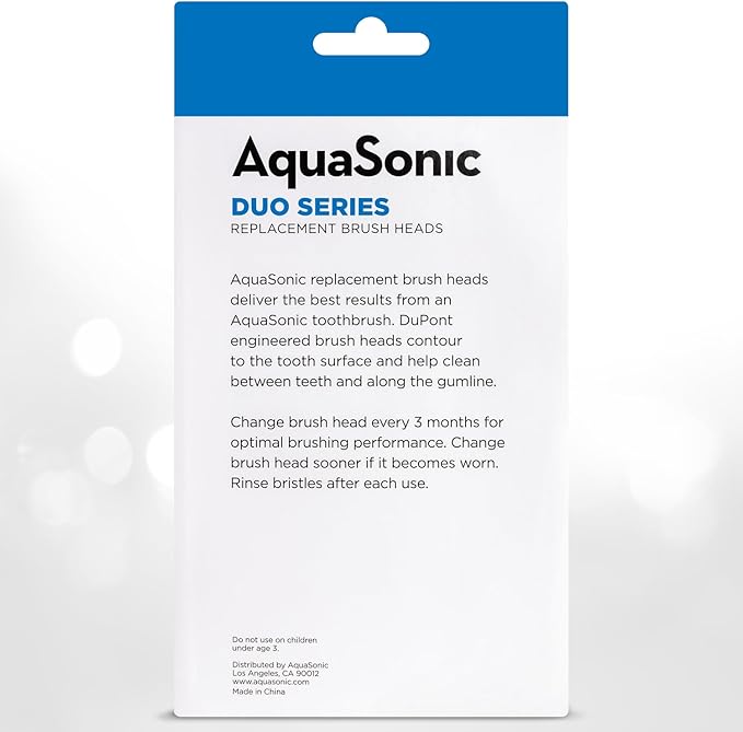 AquaSonic Duo Series Replacement Brush Heads | for Normal &amp Sensitive Teeth | Compatible with Duo Series &amp Home Dental Center Toothbrush Handles | NOT Compatible with Duo Series Pro