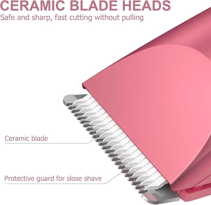 OLOV Electric Body Hair Trimmer - Groin Trimmer for Men - Bikini Trimmer Women - Wet/Dry Shaver Groomer Replaceable Ceramic Blade Heads USB Recharge Dock Waterproof Hygiene Razor Red