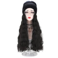 Women Winter Beanie Hat Wig Knit with Long Straight/Wig Wavy Curly Hair Wig Attached 23.6 Inch Synthetic Hairpiece