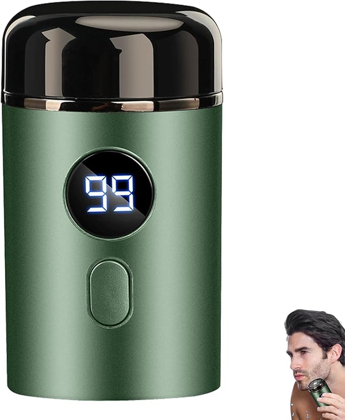 Hipinference Shavers Mini Portable Electric Shaver Turbo Blades Ipx7 Waterproof Trimmer Led Display USB Fast Charging Shaver Wet Dry Painless Shaving for Face and Body (Green)