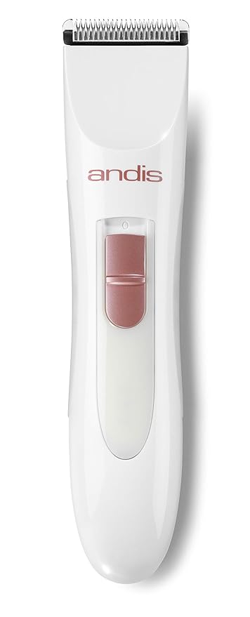 Andis 24630 Women's Personal Electric Trimmer - Detachable Stainless-Steel Blade - for Legs Underarms Hair Removal - Rechargeable Cordless Slim Design - 6-Piece Kit White