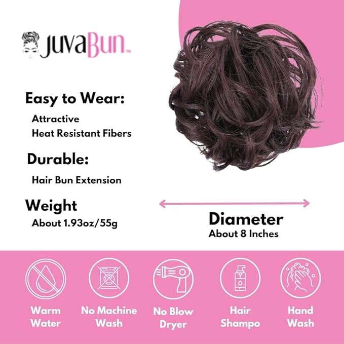 Juvabun Hair Extensions Dark Brown ? Soft Curly Hair Extensions Clip-In for Natural Volume &amp Quick Updo Styling Hair Bun Maker
