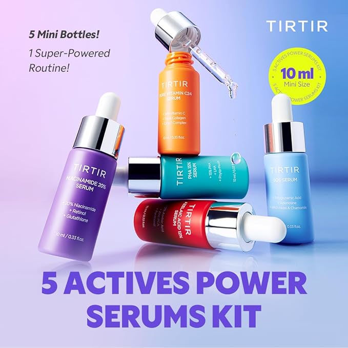 TIRTIR 5 drafts Power Serums Kit ? Korean Skin Care Set with Vitamin C Niacinamide Azelaic &amp Hyaluronic Acid Hydrating Serum Radiance Boost Nourishment Travel Essentials Skincare Gift