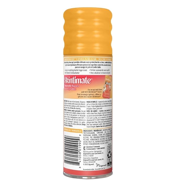 Skintimate Vanilla Sugar Shave Gel for Women | Skintimate Shaving Cream for Women Womens Shaving Cream Shave Cream Shaving Foam Womens Shave Gel with Vitamin E &amp Shea Butter 7oz - Pack of 6