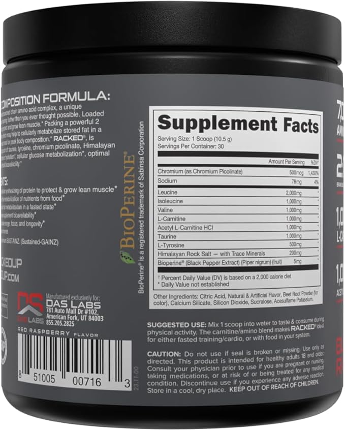 Bucked Up- BCAA RACKED??Branch Chained Amino Acids | L-Carnitine Acetyl L-Carnitine GBB | Post Workout Recovery Protein Synthesis Lean Muscle BCAAs That You Can Feel! 30 Servings (Blood Raz)