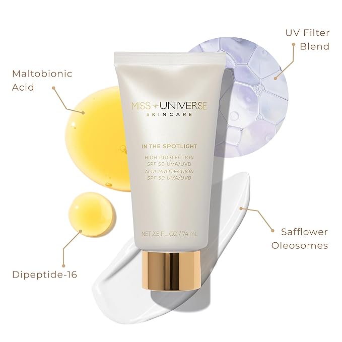 In The Spotlight SPF 50 Sun Protection and Skincare Enhancer Facial Skin Care Product with Hyaluronic Acid Sun Screen Protector for Faces Personal Face Sunscreen Regimen