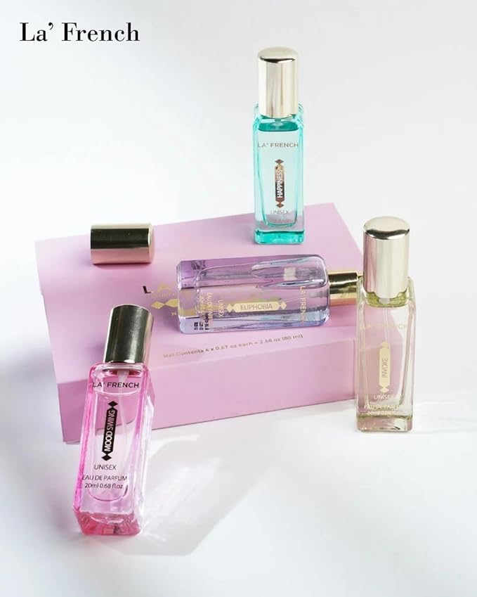 La Frenche Perfume Gift Set for Women 4X20ml - with Mood Swing Euphoria Happiness Invoke - Luxury Perfume Set - Spicy Fresh Long Lasting Fragrance