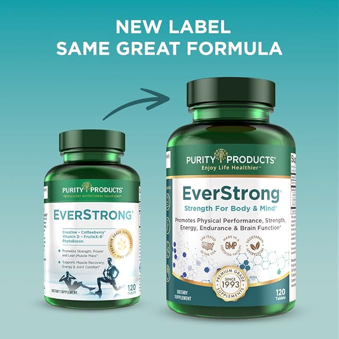 EverStrong - Creatine Monohydrate Blend - Clinically Studied for Golf Maximizing Driving Distance - Muscle Matrix Blend - Joint Muscle &amp Energy Support - Boron CoffeeBerry Vitamin D3 - 120 Tabl