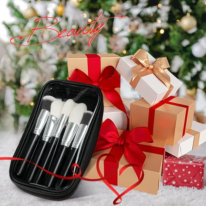 Professional Natural Travel Goat Hair Makeup Brushes with case 15Pcs Kabuki Face Powder &amp Eye Makeup Brush set With Ultra Soft Premium Dense Hair Valentines Day Gifts