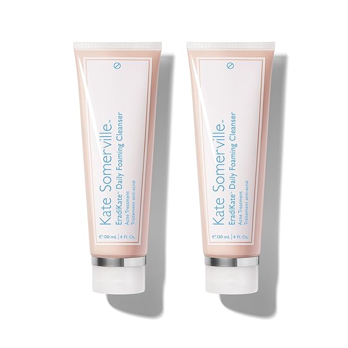 Kate Somerville EradiKate 3% Sulfur Daily Foaming Cleanser Acne Treatment ? Clinically Formulated Medicated Face Wash Balances Skin and Cleans Pores 2-Pack of 4 Fl Oz Each