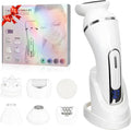 3.0 Women Face Epilator 7-in-1 Rechargeable Facial Hair Remover with LED Battery Display Facial Shaver for Face Eyebrow Nose Trimmer (White)