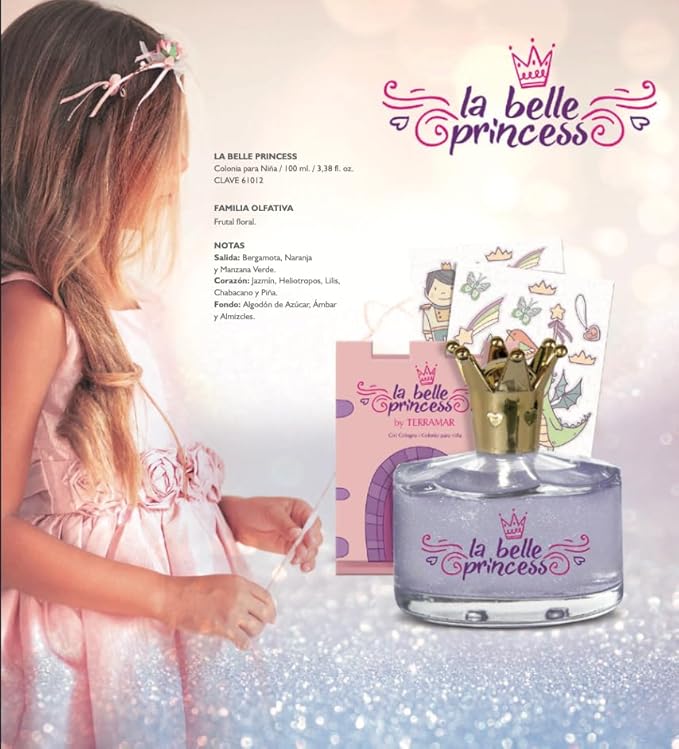Terramar La Belle Princess Girls' Cologne 3.38 fl. oz. Fruity Floral Fragrance with Crown Cap