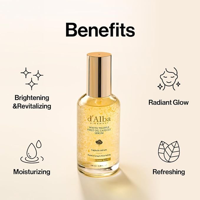 d'alba Piedmont White Truffle Oil Capsule Serum Daily Vita Boost for Luminous Skin Double Vitamin Formula Big Size (3.38fl. oz.)