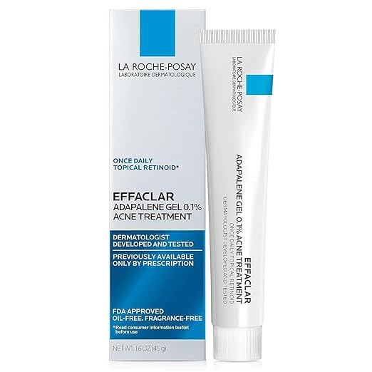 La Roche-Posay Effaclar Adapalene Gel 0.1% Acne Treatment Retinoid Cream Acne Medication Gel For Blackheads &amp Whiteheads Oil Free Helps Clear And Prevent Blemishes &amp Clogged Pores