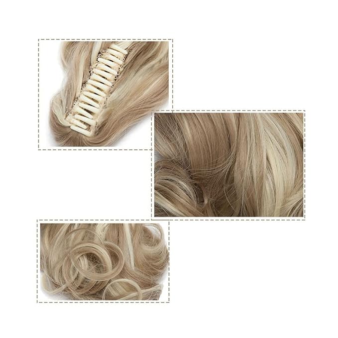 EARSHOT Hair Buns Hair Piece Synthetic Short Wave Big Claw Clip Ponytail Hair Extension Wig Hair Bun Ponytail Ladies Hair Accessories Hair Accessories For Girls (Color : SW183-27)
