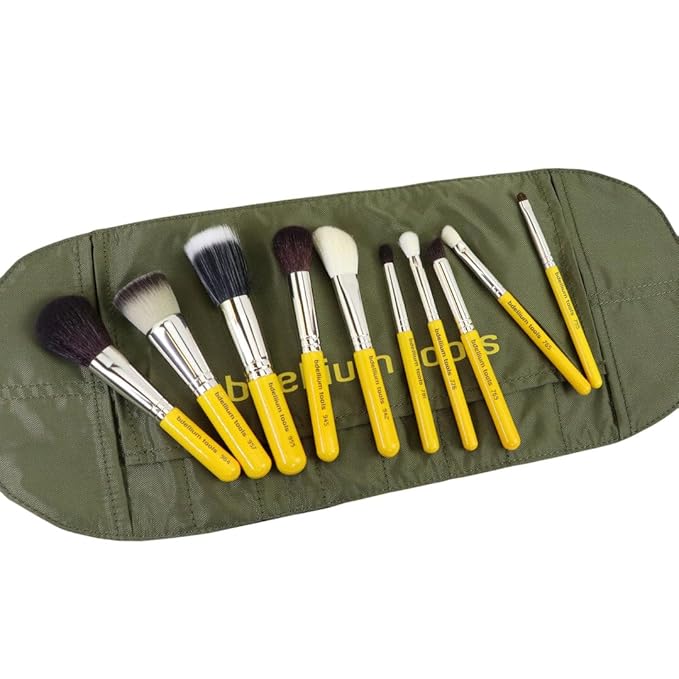 Bdellium Tools Professional Makeup Brush Travel Series - Mineral 10pc. Brush Set with Roll-Up Pouch