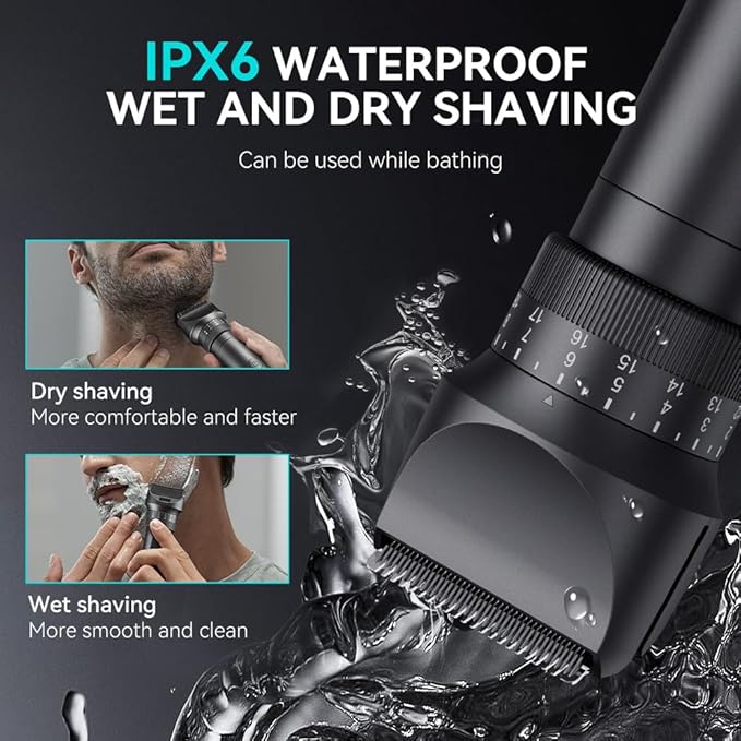 Beard Trimmer for Men - Professional 42 Adjustable Length Settings Hair Clippers Body Hair Trimmer for Men Precision Shaving Facial Head Nose Trimmers LED Display IPX6 Waterproof Mustache Trimmers
