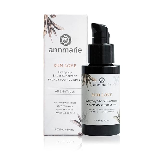 Annmarie Skin Care Sun Love SPF 20 Sunscreen - Reef Safe. - Non-Nano Zinc Oxide Sunscreen with Moisturizing Organic Pumpkin Sunflower Hemp Seed Oils Lightweight &amp Sheer Sunscreen (50mL 1.7 fl