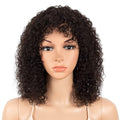 Style Icon Human Hair Afro Wigs Short Curly Wigs for Black Women Wig With Bangs (14 Inches NATURAL)