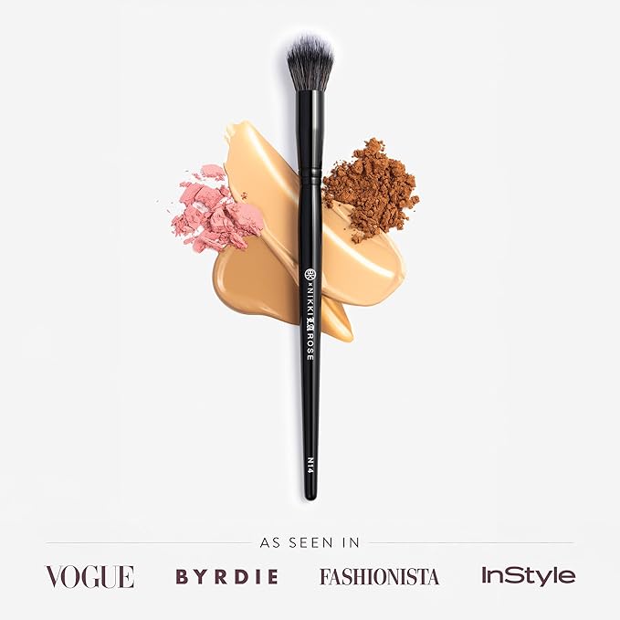BK BEAUTY - NIKKI LA ROSE N14 PETITE PRECISION CONCEALER BRUSH - Multi-Tasking Tapered Makeup Brush for Under-Eye Concealer Powder &amp Small Areas