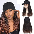 Goddess Box Braiding Baseball Cap Wig Bohemian Curly Ends Box Braids Hat with Braided Hair Extensions for Black White Women Synthetic Braids Hat Wig with Hair Attached (16inch T30)