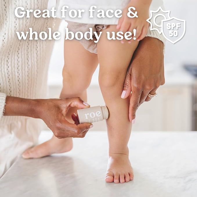 Roe Wellness- Kids Sunscreen Stick For Face &amp Body Sun Protoction | Reef Safe Clean Ingredients (SPF 50 Roll-on Stick)