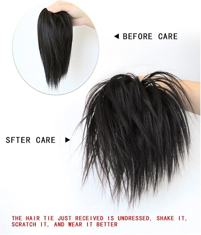 HIHELO Short Ponytail Extensions Synthetic Straight Hair Hair Bun with Elastic Band Hair Accessories Women Wig Hair Bun (Color : D)