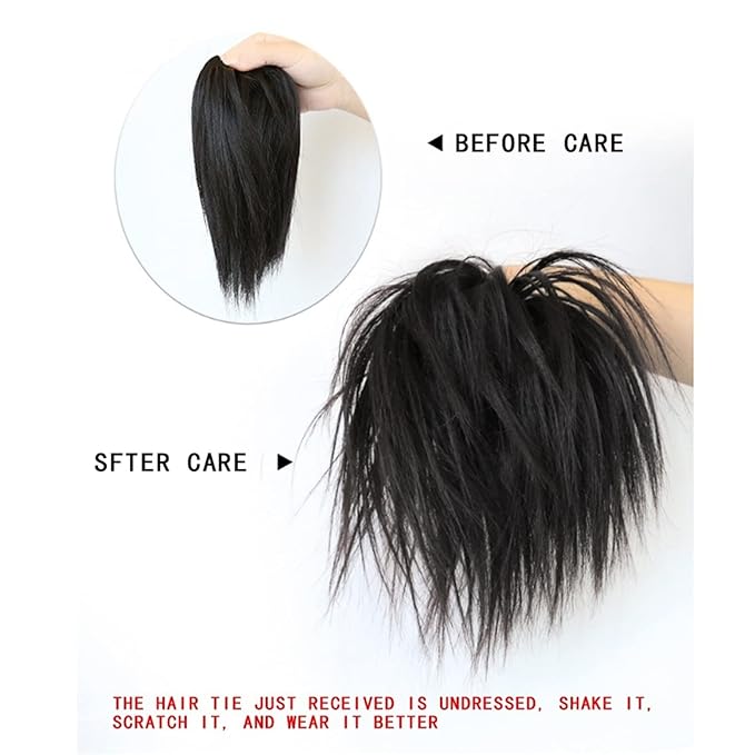 GSOUL Hair Bun Pieces for Women Short Ponytail Extensions Synthetic Straight Hair Bun with Elastic Band Accessories Women Wig