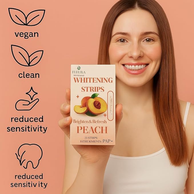 Pap Teeth Whitening Strips ? Peach and Watermelon Flavor | Enamel-Safe Sensitivity-Free Whitening Gentle Daily Use 28 Strips (14 Treatments) (Peach)