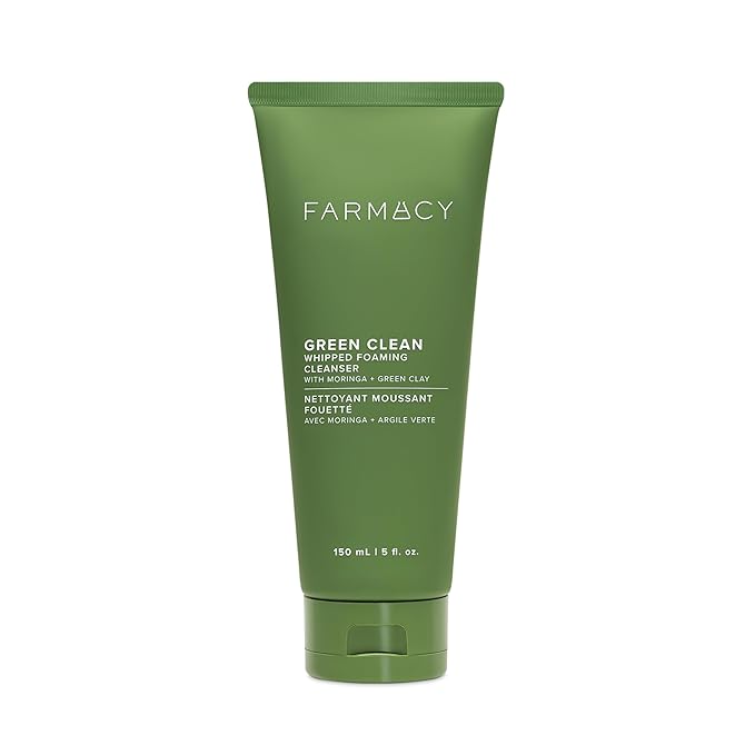 Farmacy Foaming Face Wash for Oily Skin - Whipped Greens Oil-Free Gentle Facial Cleanser + Exfoliator - Infused with Green Clay to Remove Impurities Control Oil + Maintain Skin Hydration (150ml)