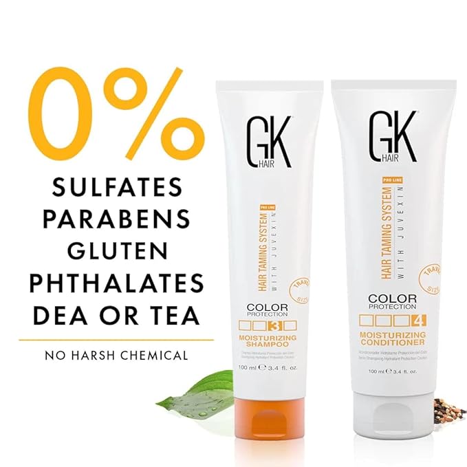 GK Hair Global Keratin Moisturizing Shampoo And Conditioner 100ml With Deep Conditioner Masque 200G For Dry Frizzy Damaged &amp Chemically Treated Hair - Sulfate And Paraben Free