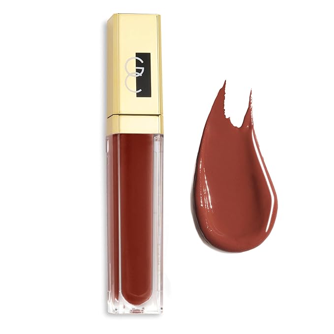 Gerard Cosmetics Color Your Smile Lip Gloss Cocoa Bean Super Pigmented Brown Lip Gloss with LED Light and Mirror Shiny Finish Hydrating Brown Lipstick Cruelty Free and Made in USA