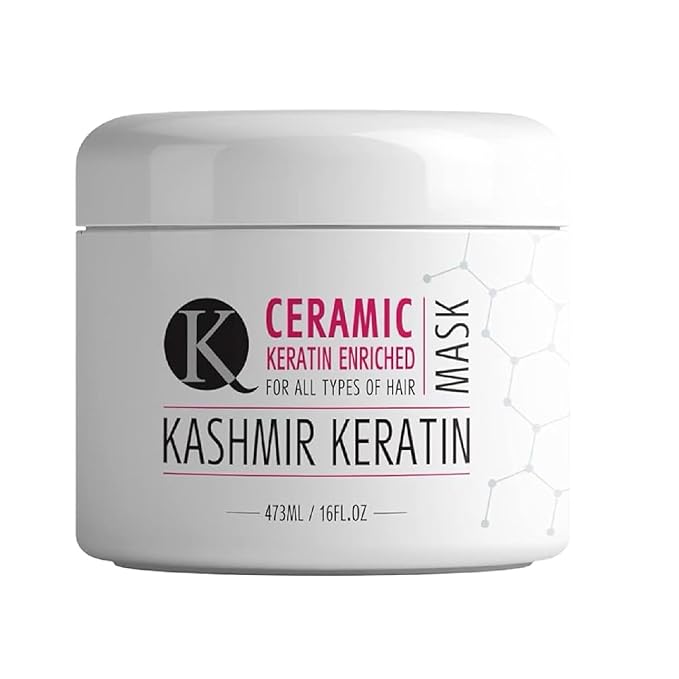 Kashmir Keratin Ceramic Hair Maskdeeply conditions dry damaged hair repairs with keratin making it soft frizz-free hydrated well-conditioned and adds shine.(16 oz)