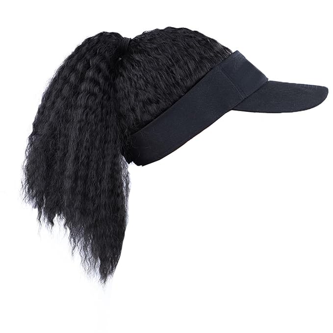Women Baseball Cap Wig with Curly high Ponytail Baseball Cap Wig Sun Hat with Hair Wig
