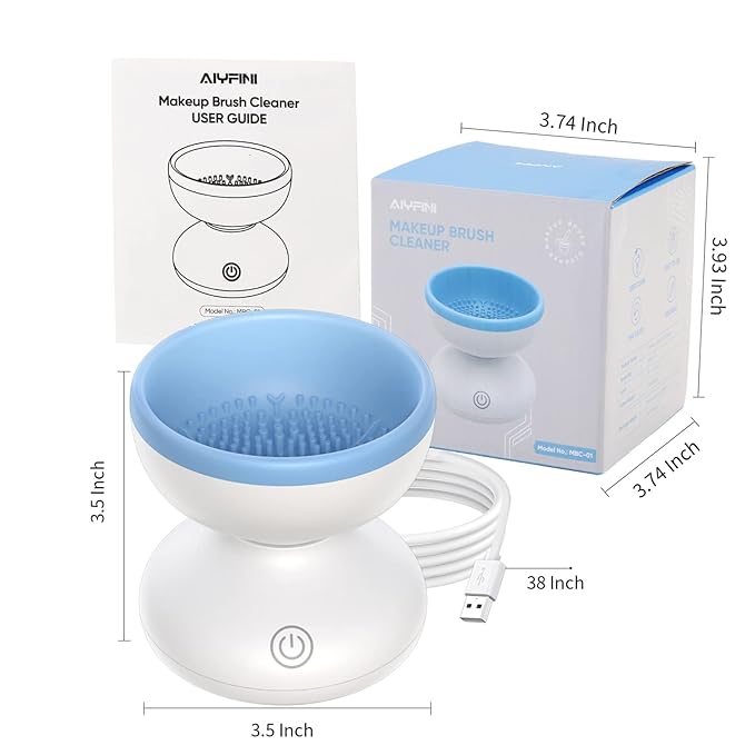 Alyfini Makeup Brush Cleaner Machine - Electric Make up Brushes Cleaner Cleanser Professional Tool for Kabuki Foundation Liquid Powder Face Makeup Self Tanner BrushGifts for Women Stocking Stuffers