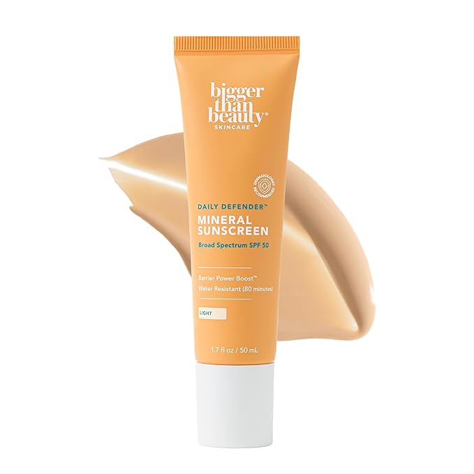 Daily Defender Broad Spectrum SPF 50 Mineral Sunscreen with Hyaluronic Acid Vitamin C &amp Niacinamide (as Vitamin B3) Lightweight UVA &amp UVB Protection Skin Care Light
