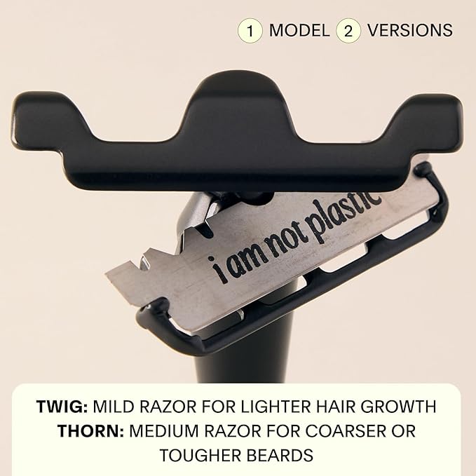 Leaf Shave | Twig Razor Silver - All-Metal Eco-Friendly Shaver for Men &amp Women Includes 5 Stainless Steel Single-Edge Blades Recommended for Face Shaving Lighter Hair and Sensitive Skin