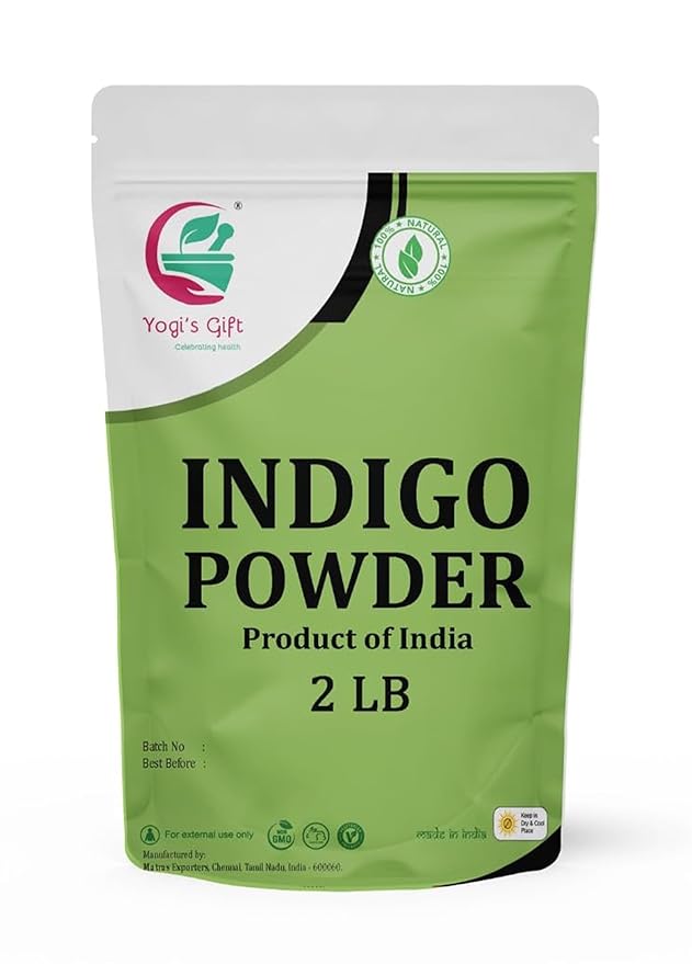 Indigo Powder for Hair 2 LB | Ideal for Black and Dark Hair | Indigofera Tinctoria | Black Henna | Natural Hair color | By Yogi's Gift®
