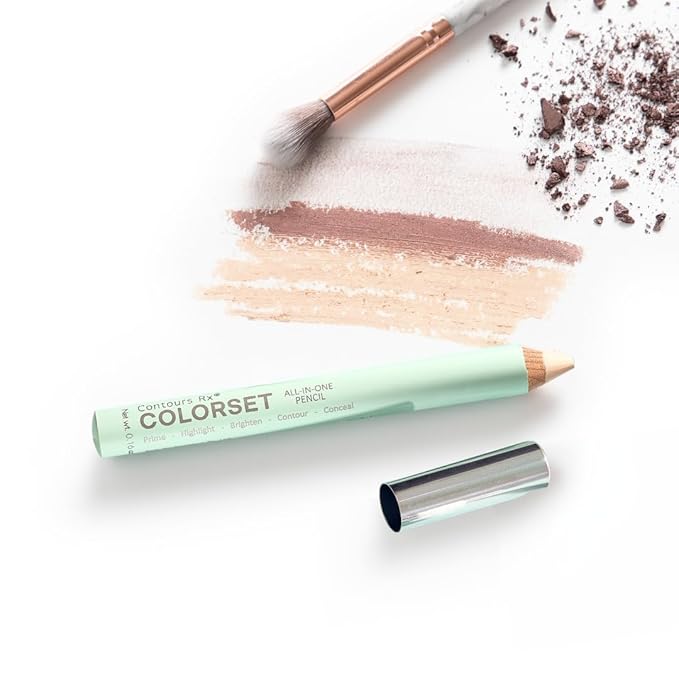 Contours Rx COLORSET All-in-One Pencil ? Brighten Highlight Prime Contour &amp Conceal | Smooth Canvas for Eye Shadow &amp Uneven Skin Tone | Hydrating Vegan &amp Gluten-Free