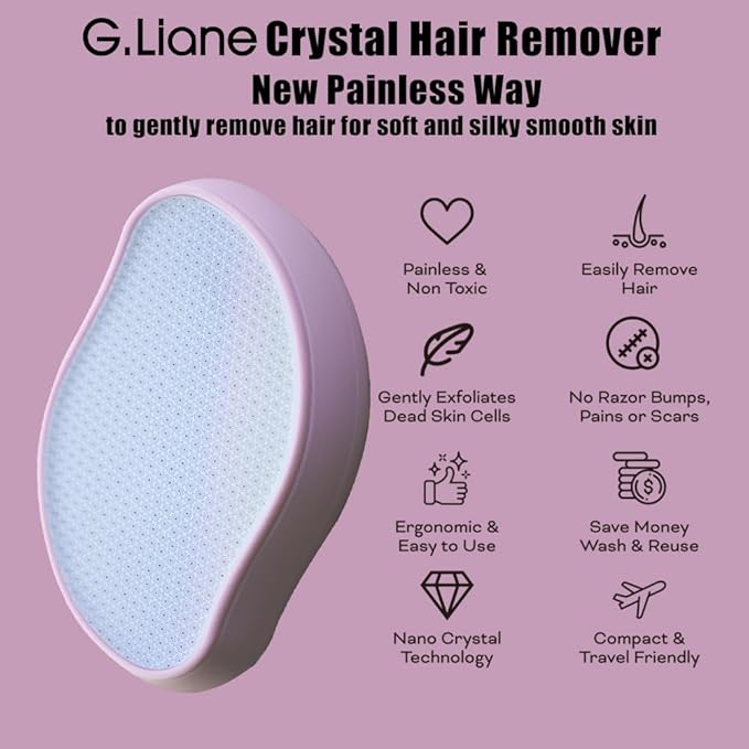 Premium Crystal Hair EraserPainless Exfoliation Hair Removal EpilatorNano Glass Hair Remover for WomenNatural Gentle and Efficient Shaver Trimmer on Leg Arm(Pastel Purple)