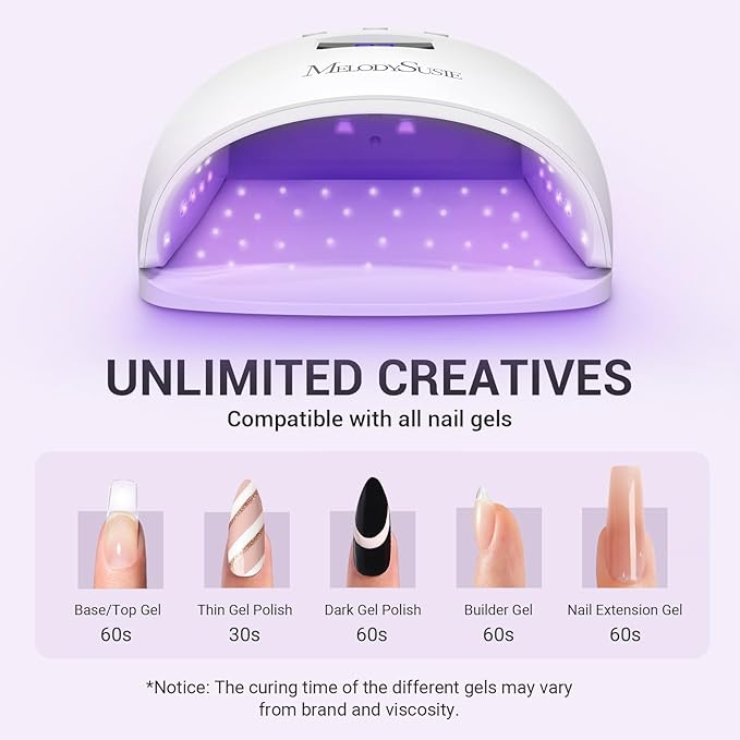MelodySusie Professional UV LED Nail Lamp P-Plus30I High Efficient Nail Dryer with 3 Timers &amp Detachable Base Cures All Hard Gels Especially Rhinestone Glue Solid &amp Liner Gel Polishes