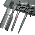 7.0 Inches Hair Cutting Scissors Set with Combs Lether Scissors CaseHair cutting shears Hair Thinning shears For Personal and Professional (Black)