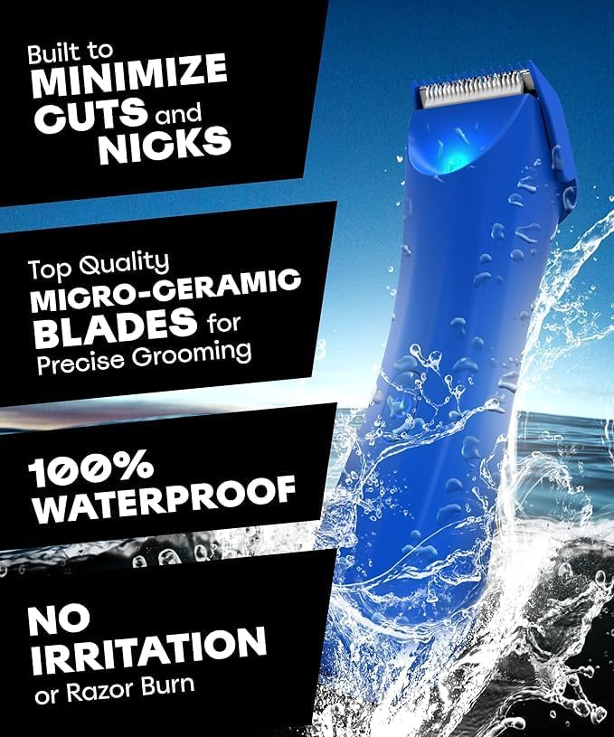 BALLS Trimmer V3 The Archibald - Body &amp Pubic Hair Shaver for Men - No Cuts Sacksafe Guard Rechargeable 100% Waterproof Cordless - Wet/Dry with Replaceable Ceramic Blades Archibald Trimmer