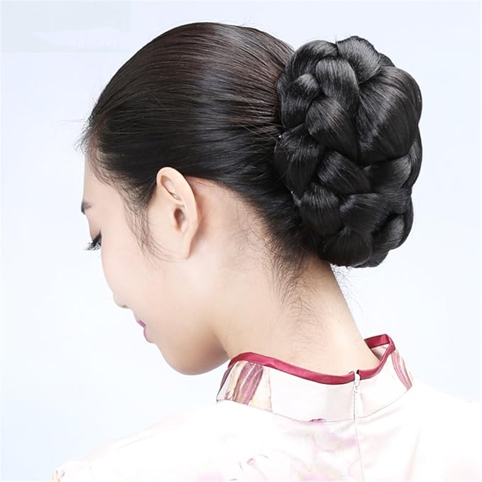 RemeeHi Braided Updo Hair Extensions Clip in/on Costume Bun Chignon Hairpieces 4#