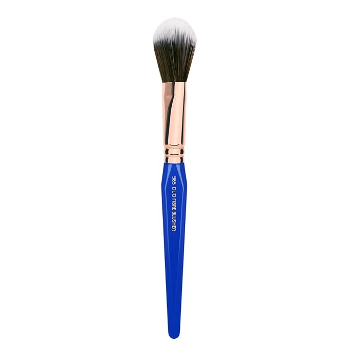 Bdellium Tools Professional Makeup Brush - Golden Triangle 965 Duo Fibre Blusher - With All Vegan and Soft Synthetic Fibers For Applying Pop of Color (Blue 1pc)