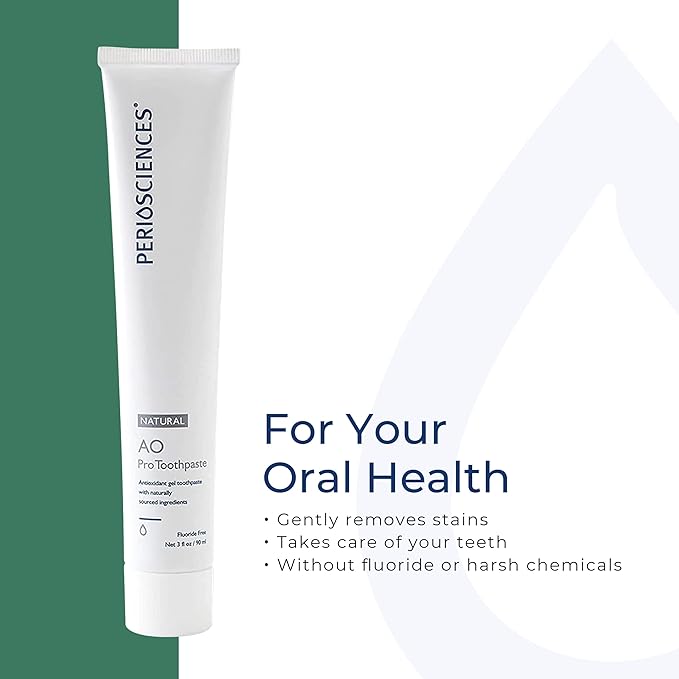 PerioSciences AO Pro Natural Toothpaste with Nano Hydroxyapatite Remineralizing Fluoride Free SLS Free Gluten Free 3 fl oz / 90ml - Pack of 2