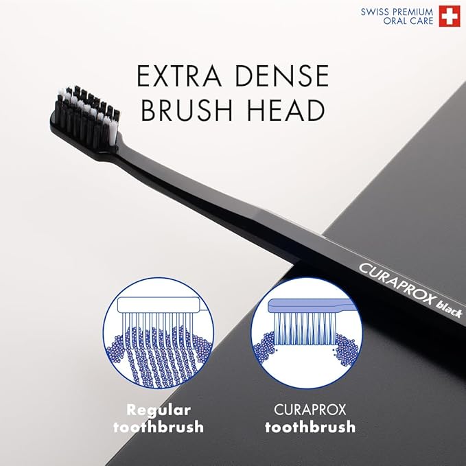 Curaprox Toothbrush Duo ? for Adults | Stylish Black &amp White Ultra-Soft toothbrushes | Whitening-Friendly | Black/White | 2-Pack