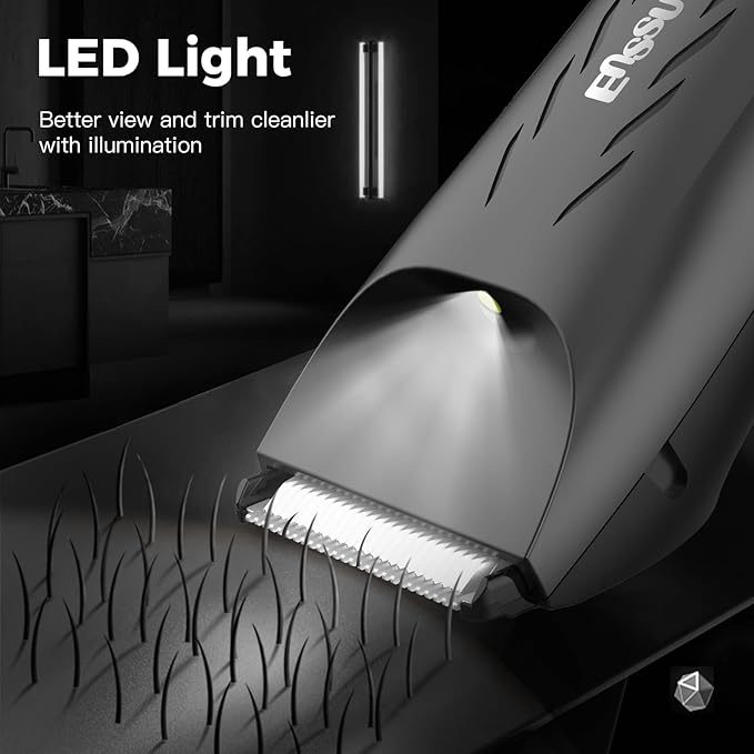 2-in 1 Body Hair Trimmers for Men Pubic Groin Hair Trimmer for Men with Dual-Head Trimmer &amp Foil Blade Electric Ball Trimmer Razors w/Light Charging Dock Waterproof Body Groomer Shaver Kit