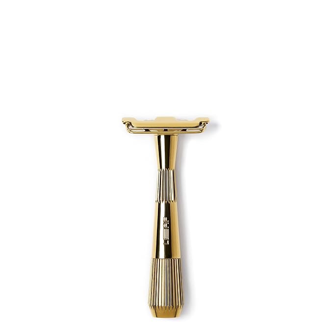 Leaf Shave | Twig Razor Gold - All-Metal Eco-Friendly Shaver for Men &amp Women Includes 5 Stainless Steel Single-Edge Blades Recommended for Face Shaving Lighter Hair and Sensitive Skin